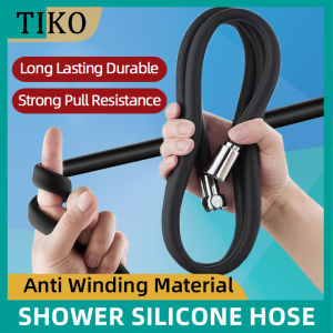 Bathroom Shower Hose Set Encrypted Retractable Flower Design Black 1.5m Silicone Meters for Enhanced Durability Water Pipe