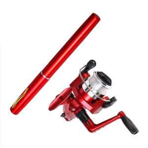 Telescopic Pocket Pen Design Fishing Rod & Reel Combo Set Mini Portable Spinning Kit for Ice Winter Fishing Outdoors Travel