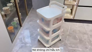 Tủ Nhựa Đựng Đồ 3 Tầng MICKEY 36 × 28 × 56cm Có Bánh Xe Tiện Dụng