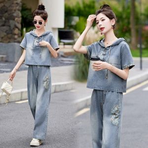 OUCAO | High-end National Style Leisure Denim Outfit