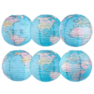 Earth Lantern Round Paper Lantern Decorative For Childrens Party Birthday Festival 30cm