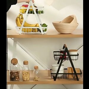 Rak 2 Susun Keranjang Penyimpanan Buah dan Sayur Tingkat Multifungsi