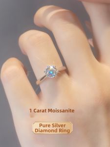 East Beauty | Pure 999 Silver Moissanite Engagement Ring