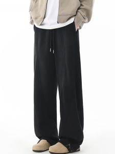 HetingHOME | Hetinghome Black Casual Pants Loose Mens Straight Leg Trousers Autumn Winter Fashion Trendy Brand Couples Loose Fit Jeans