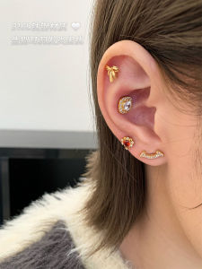 Titanium Steel Ear Studs Female Style Medical Star Moon Smile Face Gold Color Ear Jewelry Fashionable Sweet Design in Stock