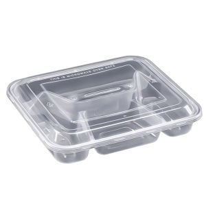 1000ml Disposable Four Grid Lunch Box Three Grid Dinner Plate Packaging Box Square Commercial Heating Fast Food Rice Box