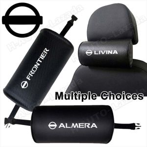 Car Neck Pillow For Nissan Almera Frontier Grand Livina Sunny Navara Serena Teana X-Trail Np300 Skyline Sentra Pulsar Gtr Sylphy Nv200 Terra Headrest Pillow Carbon Fiber Neck Support Rest Pillow Seat Cushion Car Accessories