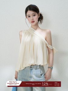 THROUS | Áo Voan Chiffon Quai Ngang Dáng Không Đối Xứng
