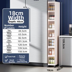 YINGYOUMEI | Narrow Gap Kitchen Bathroom Fridge Side Storage Shelf