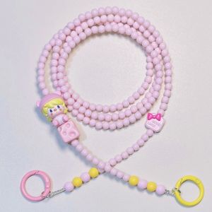 สร้อยคอโทรศัพท์รูปเมล็ดน้ำตาลน่ารัก DIY พร้อมสายสะพายข้างสำหรับผู้หญิง อุปกรณ์เสริมโทรศัพท์มือถือแบบผูกเชือก