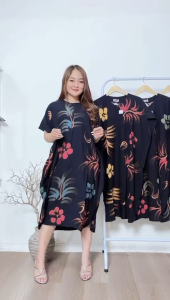 Daster Kalong Soraya Motif Lukis Batik Sakura Pekalongan Baju Dress Piyama Rayon Wanita Tidur Bali Bumil Busui