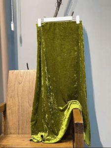 Velvet A-Line Fish Tail Half Skirt High Waist Versatile Fashion Slimming Midi Length Womens Skirts Spring Autumn 2025
