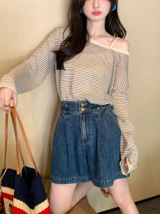 Miss Squirrel Vintage Slimming Denim Shorts Casual Summer Womens Jeans Cover Hip Shorts Regular Thickness Natural Waist