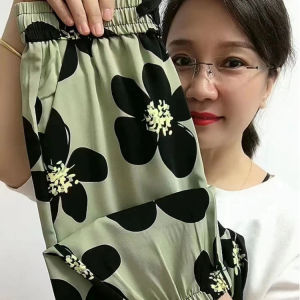 European Goods Ice Silk Leggings Womens Summer Thin Casual Pants Flab Hiding Ankle Banded Pants Loose Slimming and All-Matching Ankle-Length Knickerbockers Pants