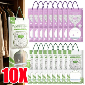 10Pcs Hanging Type Moisture Absorption Desiccant Bags / Household Anti-Mildew Dehumidification Pouches / Easy-to-Hang Damp Removal Packets