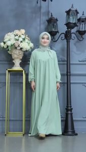 Zahira1808 Gamis Model Polos Air Flow Krinkle: Baju Syari Muslim Wanita Ibu Terlaris