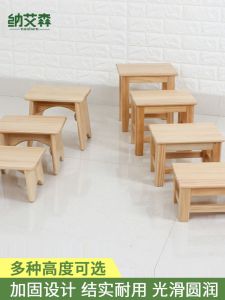 Solid Wood Small Stool Childrens Low Stool Backrest Chair Robust Wooden Footrest Versatile Furniture Durable Ladder Stool