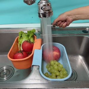 New Kitchen Sink Strainer Drains Baskets Multifunction Sink Filter Shelf Vegetable Fruit Drainer Basket Sponge box