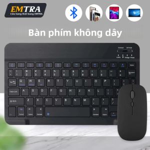 Combo Bàn Phím Chuột Không Dây Bluetooth EMTRA Dành Cho iOS Android Windows iPad Air Mini Pro - Tiếng Pháp Tiếng Ả Rập Tiếng Do Thái Màu Đen - Phụ Kiện Máy Tính Bảng