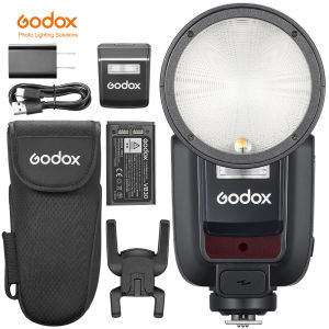 Godox V100 100W TTL Li-ion Round Head On-Camera Flash 1/80000s 2.4G Wireless Receiving System Wireless Transmission Speedlite Flash with Fill Light Built-in 2980mAh Battery for Canon Nikon Sony Fuji