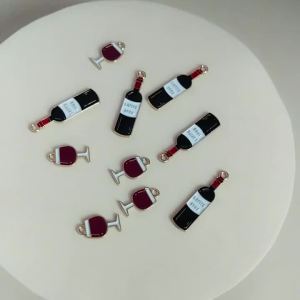 10 Chiếc Mặt Dây Chuyền Chai Rượu Men Sứ Dễ Thương Để Làm Đồ Trang Sức Tự Làm - Mặt Dây Chuyền Khuyên Tai Vòng Cổ Phụ Kiện Vòng Tay Chủ Đề Đồ Ăn & Đồ Uống