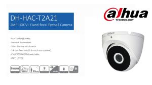 Dahua 2MP 2 Megapixel HD IP67 Outdoor Turret Dome CCTV Security Camera 3.6mm Lens 20m IR Aluminium CVI TVI AHD T2A21