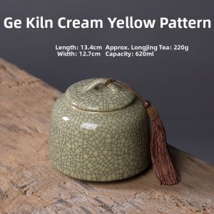 Sealed Large Ceramics Tea Canister with Longquan Celadon and Ge Kiln Ice Cracking Design
