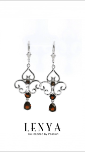 LENYA ต่างหูพลอยสโมคกี้ควอตซ์ เสริมพลังในการปกป้องคุ้มครอง ขนาด7x5มิล ตัวเรือนเงินแท้925 ชุบทองคำขาว