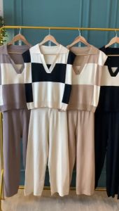 SET7049 Biggy Checker Set Loose Top n Pants