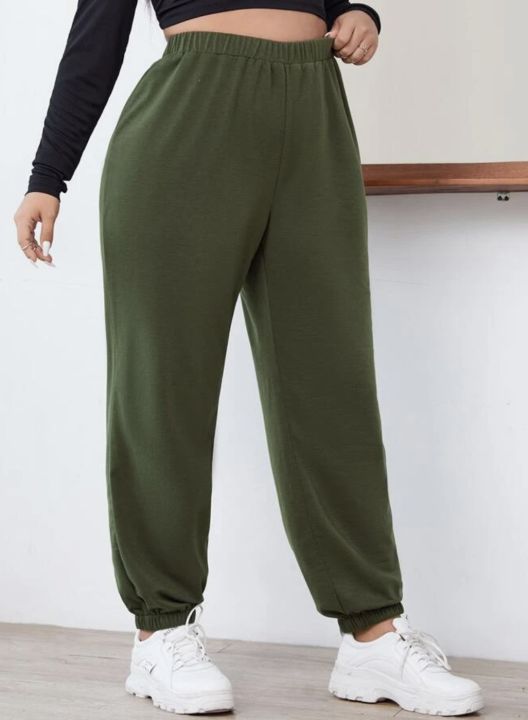 Plus Size Womens High Waisted Track Pants Jogger Pants High-waist