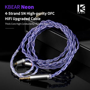 Kbear | KBEAR Neon Earphone Cable 4 Core 5N High-Purity OFC HiFi Headphone Upgraded Wire 3.5mm/4.5mm for
