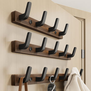 Solid Wood Hook Toilet Towel Hook Wall-mounted Door-mounted Robe Coat Hook Walnut Entrance Key Bag Storage Holder for Kitchen Bathroom