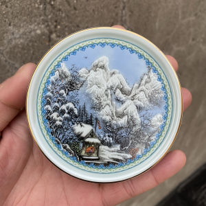 Jingdezhen Ancient Ceramic Tea Tray Mat Mountain Snowscape Soft Pastel Tea Ceremony Accessories Cup Coaster Tea Tray