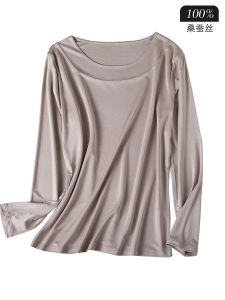 6A Grade  Silk Wide Edge round Neck Base Shirt 100% Heavyweight Soft Skin-friendly Simple Large Size Womens Top