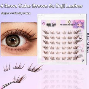 VelvetLash【Local Stock】Popular Black Brown 3D Self-Adhesive Eyelashes Fox Eye Glue-free Cluster Lashes Natural Soft False Eyelashes