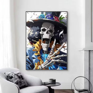 Bandai | One Piece Anime Brook Characters Oil Painting By Numbers Modern Wall Decor for Living Room Bedroom Perfect Gift Frameless