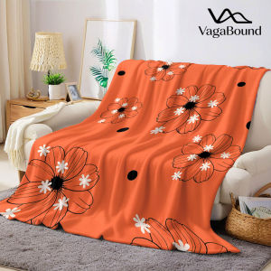 BILIBILI | Orange Minimal Daisy Flannel Blanket Warm Soft Halloween Christmas Decorative Couch Warm Cozy All-Season Gift