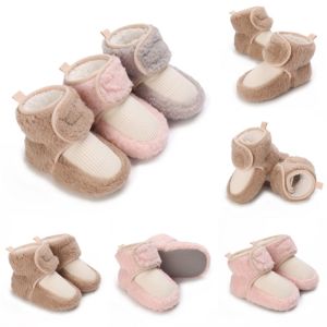 VALEN SINA Baby Autumn Boots Baby Girl Boys Winter Warm Shoes Solid Fashion Toddler Fuzzy Balls First Walkers Kid Shoes 0-18M