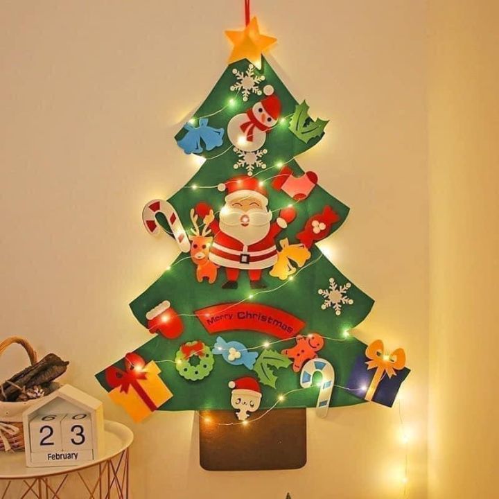 Cây Thông Noel Dán Tường Kèm Phụ Kiện, Cây Thông Dán Tường Bằng Vải Dạ ...