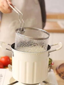 Deep Fryer Pot Easy to Clean with Basket Japanese Frying Pot for Camping Home Party Restaurant Dried