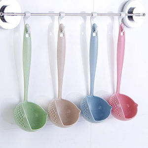 1pc Wheat Straw Soup Spoon and Filter 2-in-1 Suitable for Hot Pot Dual-purpose Soup Spoon and Soup Drinking