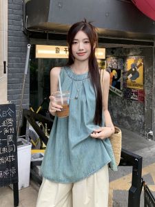 ZHILU | French Retro Summer Style Petite Loose Slimming Casual Versatile Sleeveless Denim Vest
