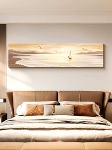 Abstract Art Bedroom Headboard Decorative Painting  Modern Minimalist Master Bedroom Wall Art  Textured Horizontal Wall Mural for Living Room