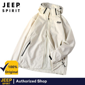 JEEP SPIRIT Mens Waterproof Jacket Lightweight Hooded Outdoor Hiking Windshield Jacket Mountaineering Sports Jacket