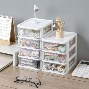 ♈﹍ 现货 速出！小抽屉式收纳盒办公桌面置物架书桌上文具笔筒学生ins 透明储物柜