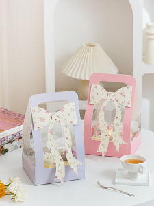 Hộp Quà Tặng Cặp Đôi Ngày Lễ Tình Nhân Có Thắt Lưng Bướm Hộp Đựng Bánh Giấy Cầm Tay Hộp Đựng Bánh Tráng Miệng Tráng Men Trong Suốt