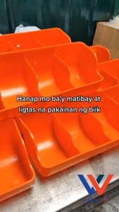 Viddavet Orange Plastic Piglet Trough Automatic Feeding Five Grids Pig Feeder 5 holes hanging piglet plastic feeder