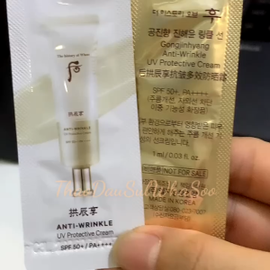 1 hoặc 5 Sample Kem Chống Nắng Chống Nhăn Whoo Vàng Wrinkle Sun Cream Spf50+/Pa+++ tloskorea cũ