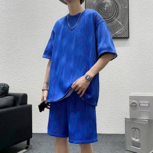 PAZHAOLANG | Large Size Cool Texture Sports Set Summer Short Sleeve and Shorts 2 Piece
