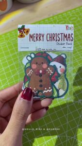 Kurori Merry Christmas Stiker Pack Berkilau Bahan Tebal Tahan Air Panas Gores Laminasi Glitter